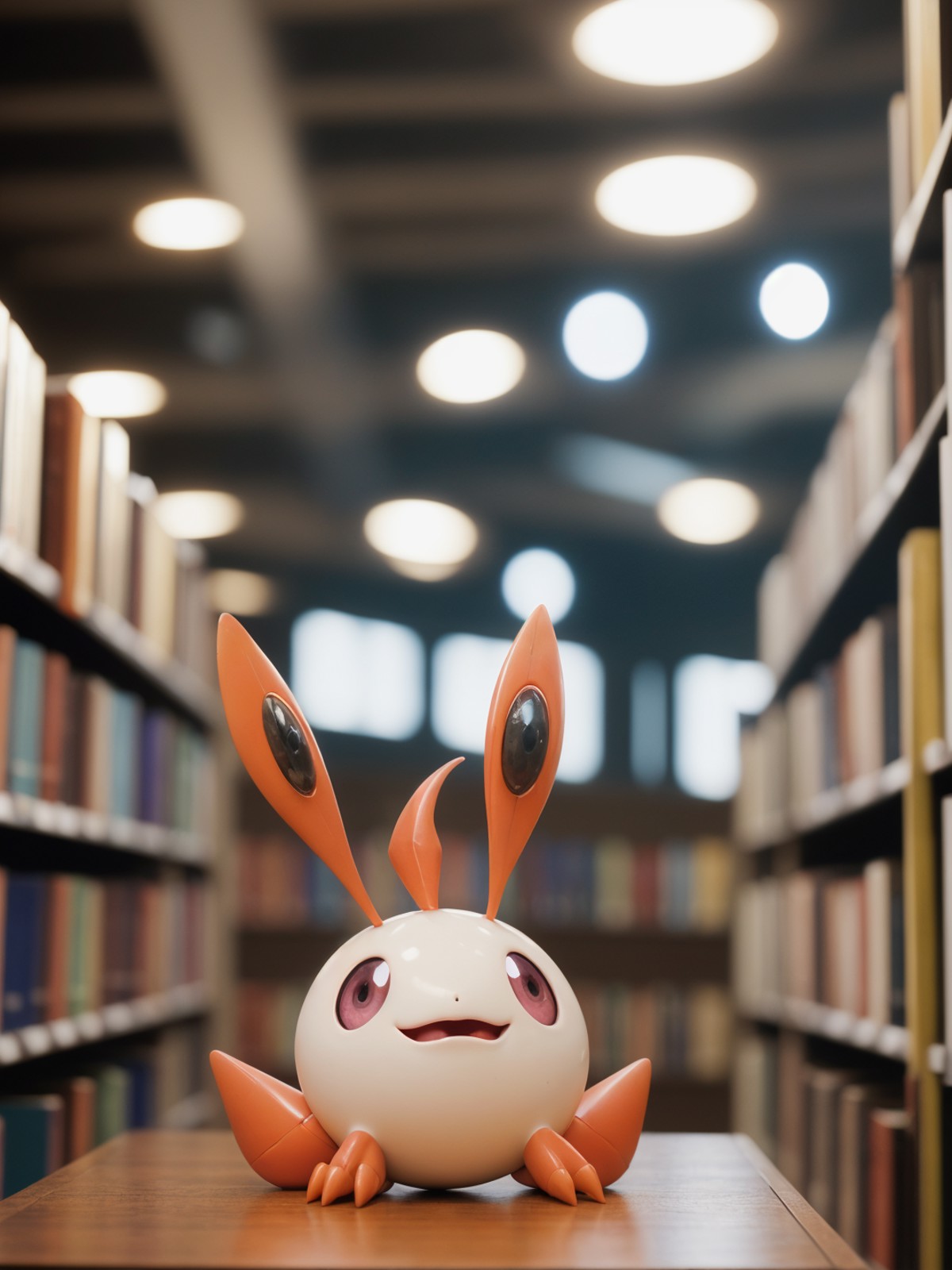 art by Brad Rigney, Marc Silvestri,close up of a cute pokemon of Radiance, inside a Library, Demoscene, spotlight, Fast Sh...